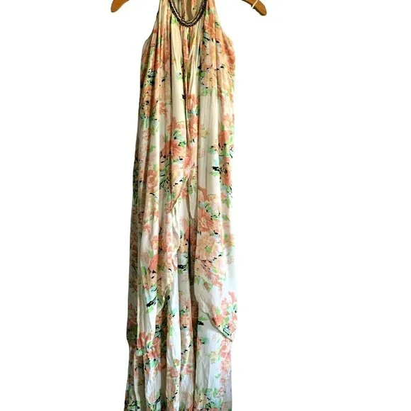 RAGA Aphrodite BOHO Floral Layered Halter Maxi Dress - New with Tags